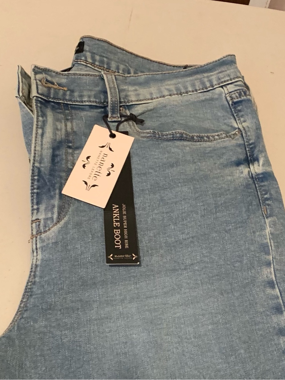 Nannette Lepore Jolie super high rise ankle boot Light Blue Jeans